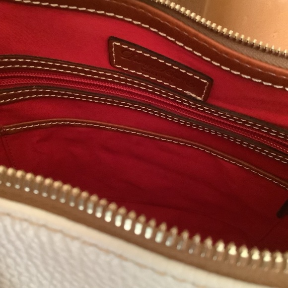 NWT Dooney & Bourke bone pebbled leather gold hardware Zip Zip satchel purse - Picture 8 of 13